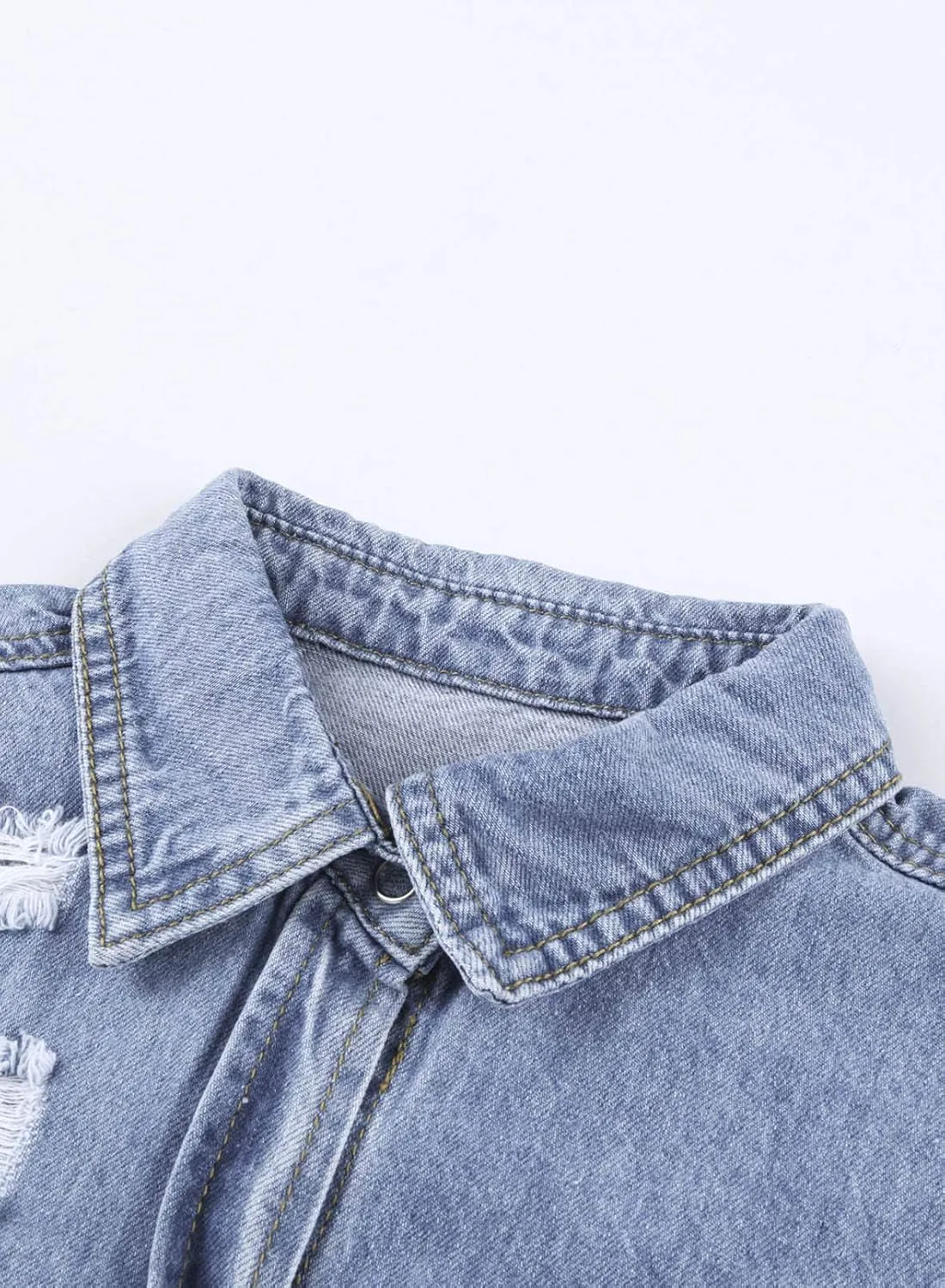 Dokotoo Women's Oversized Denim Jacket Casual Long Sleeve Denim Shirts Distresse Jean Jacket 2025 Spring Outfits