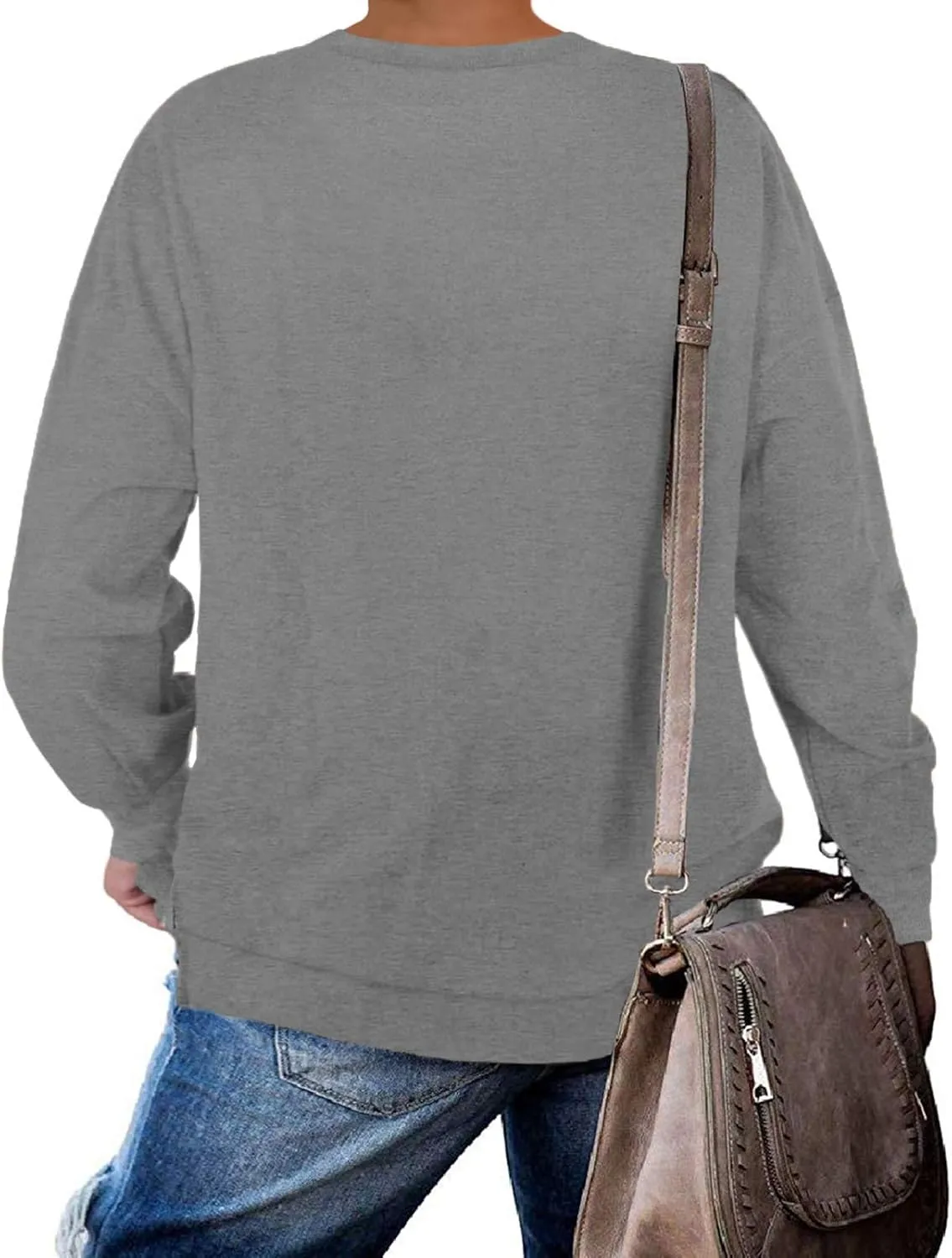 DOLNINE Plus-Size Sweatshirts for Women Casual Tops Side Slit Pullovers Shirts