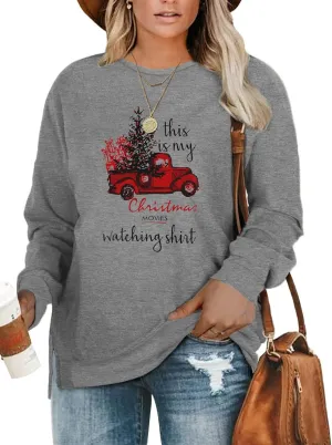 DOLNINE Plus-Size Sweatshirts for Women Casual Tops Side Slit Pullovers Shirts