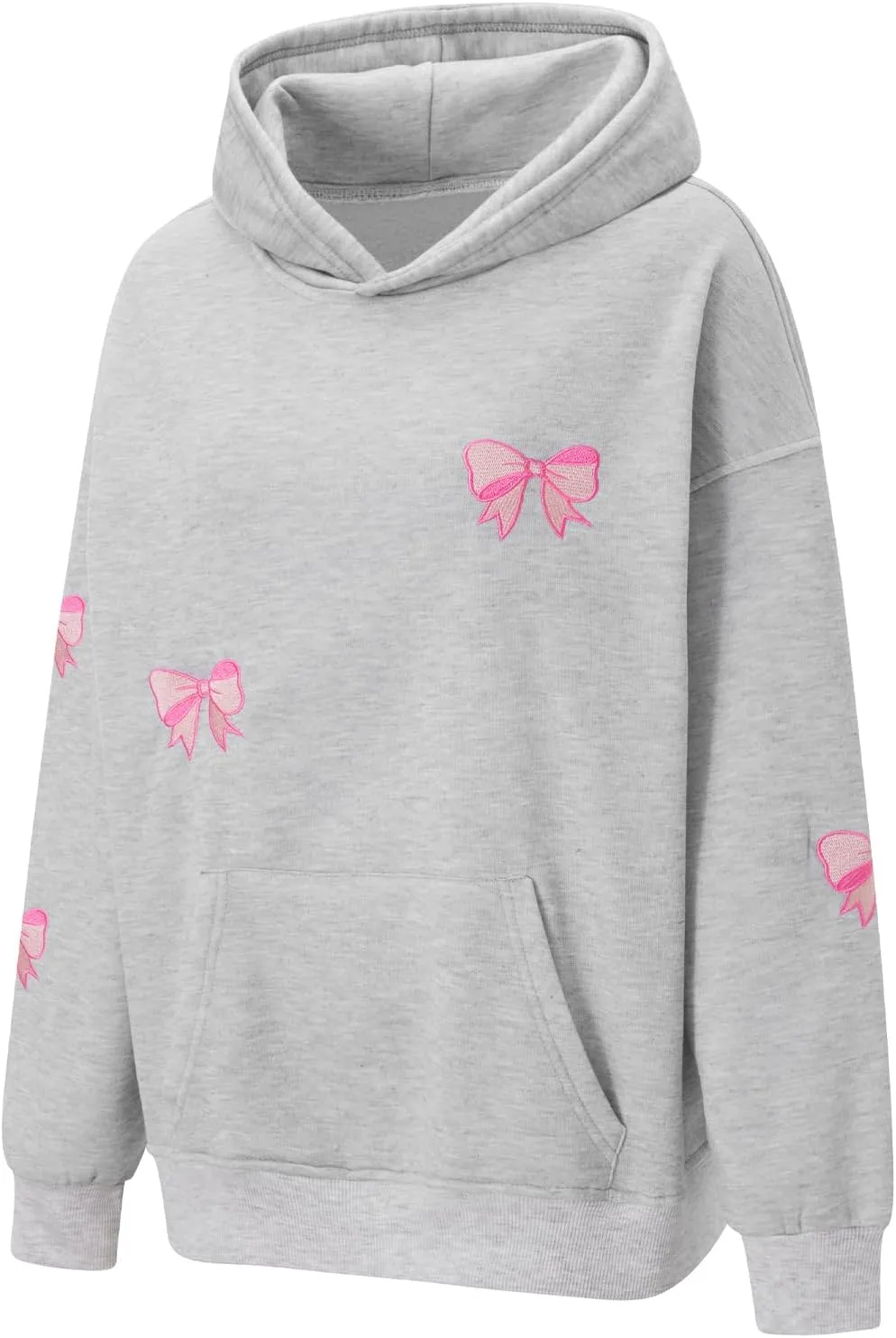 DSORVICD Women Bow Graphic Sweatshirt Y2k Long Sleeve Oversized Hoodies Cute Loose Fit Pullovers Teen Girls Preppy Streetwear