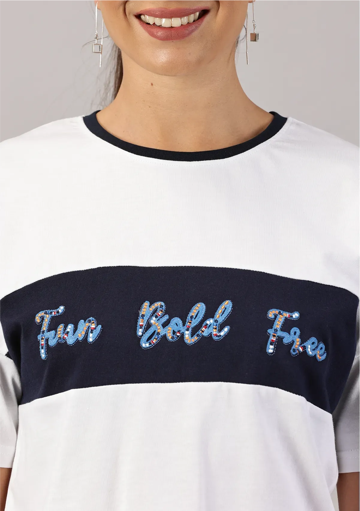 Embroidered Cut Panel T-shirt