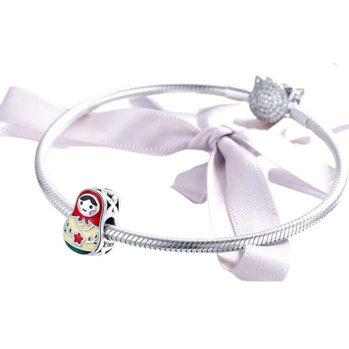 Enamel Matryoshka Doll Charm 925 Sterling Silver