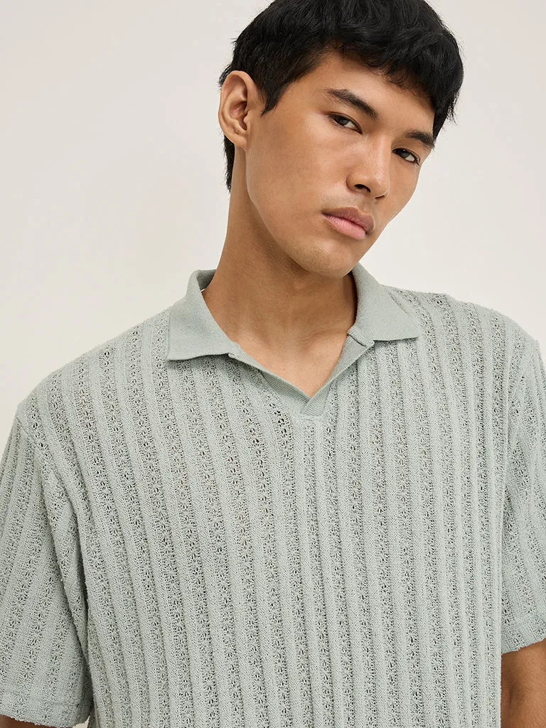 ETA Sage Knit-Textured Relaxed-Fit Polo T-Shirt
