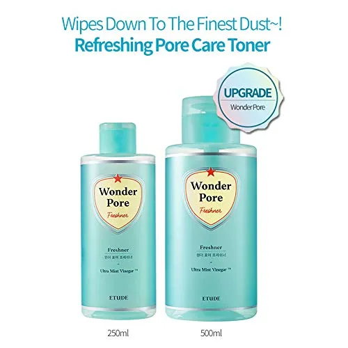 ETUDE HOUSE Wonder Pore Freshner 500ml (16.9 fl. Oz) | Refreshing Pore Care Toner with Upgraded Peppermint Vinegar that Cleanses Ultra Fine Dust