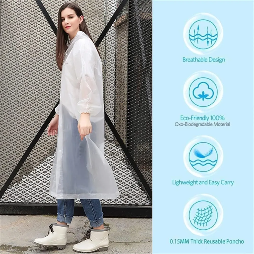 Eva Rain Ponchos for Adults, 2 Pack Reusable Raincoat for Women and Men, Lightweight Rainwear Rain Jackets with Hood
