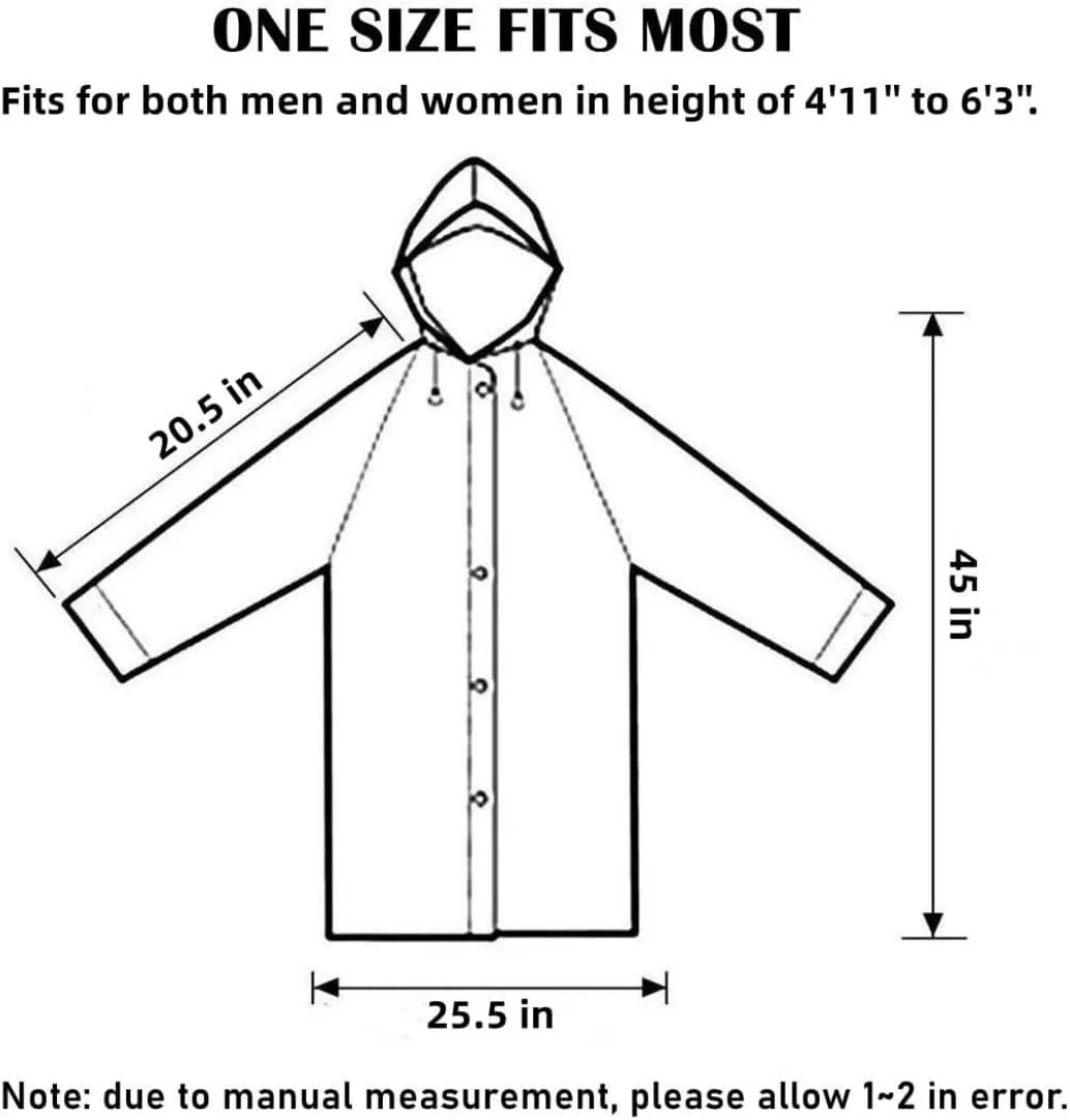 Eva Rain Ponchos for Adults, 2 Pack Reusable Raincoat for Women and Men, Lightweight Rainwear Rain Jackets with Hood
