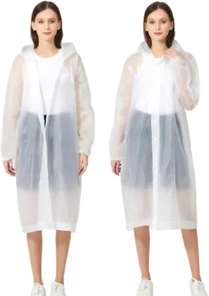 Eva Rain Ponchos for Adults, 2 Pack Reusable Raincoat for Women and Men, Lightweight Rainwear Rain Jackets with Hood
