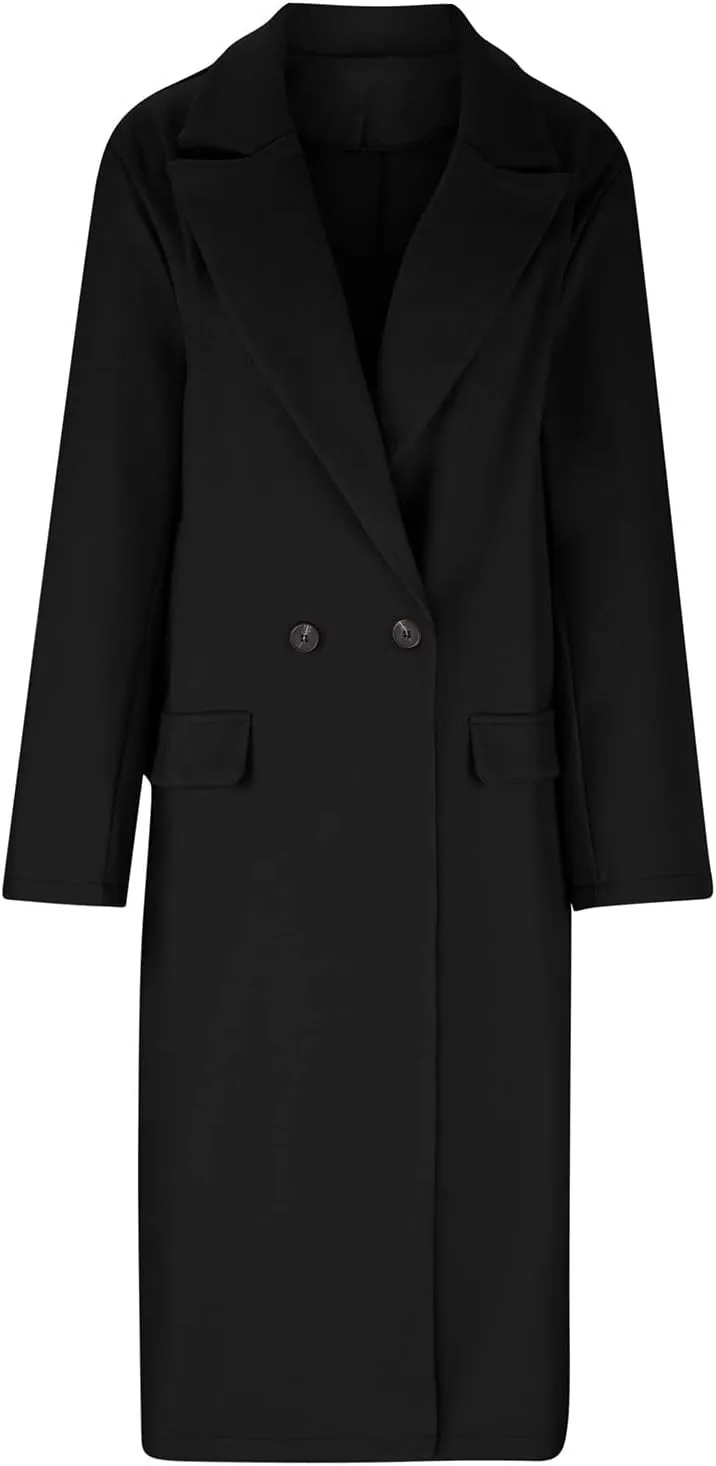 Fall Cardigan for Women 2022 Solid Lapel Collar Trench Coat Open Front Mid Length Wool Blend Coat Elegant Pea Coat