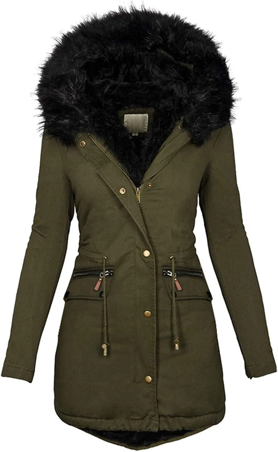 Fall Winter Coat for Women Casual Sherpa Fleece Lined Hooded Cotton Padded Jackets Zip Up Puffer Hoodie Jacket Parka Pea Coat