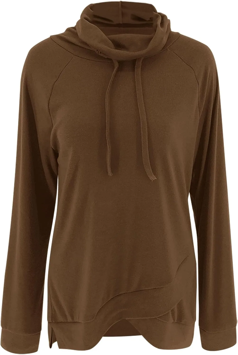 Fallorchid Womens Cowl Neck Tunic Tops Long Sleeve Pullovers Casual Drawstring Sweatshirts