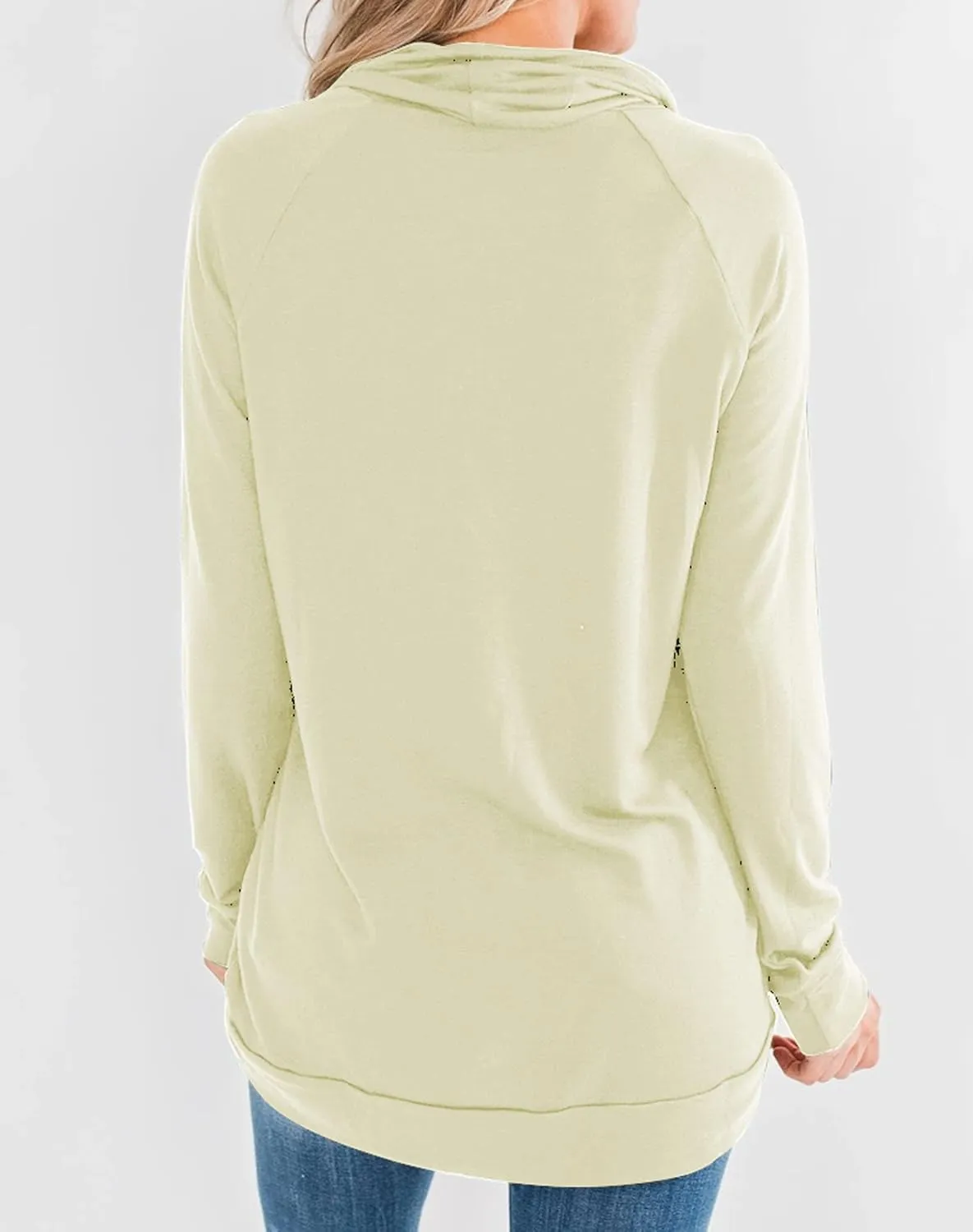 Fallorchid Womens Cowl Neck Tunic Tops Long Sleeve Pullovers Casual Drawstring Sweatshirts