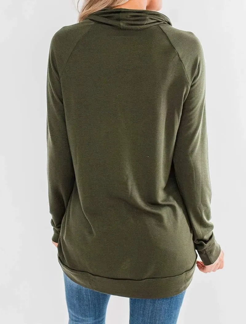 Fallorchid Womens Cowl Neck Tunic Tops Long Sleeve Pullovers Casual Drawstring Sweatshirts