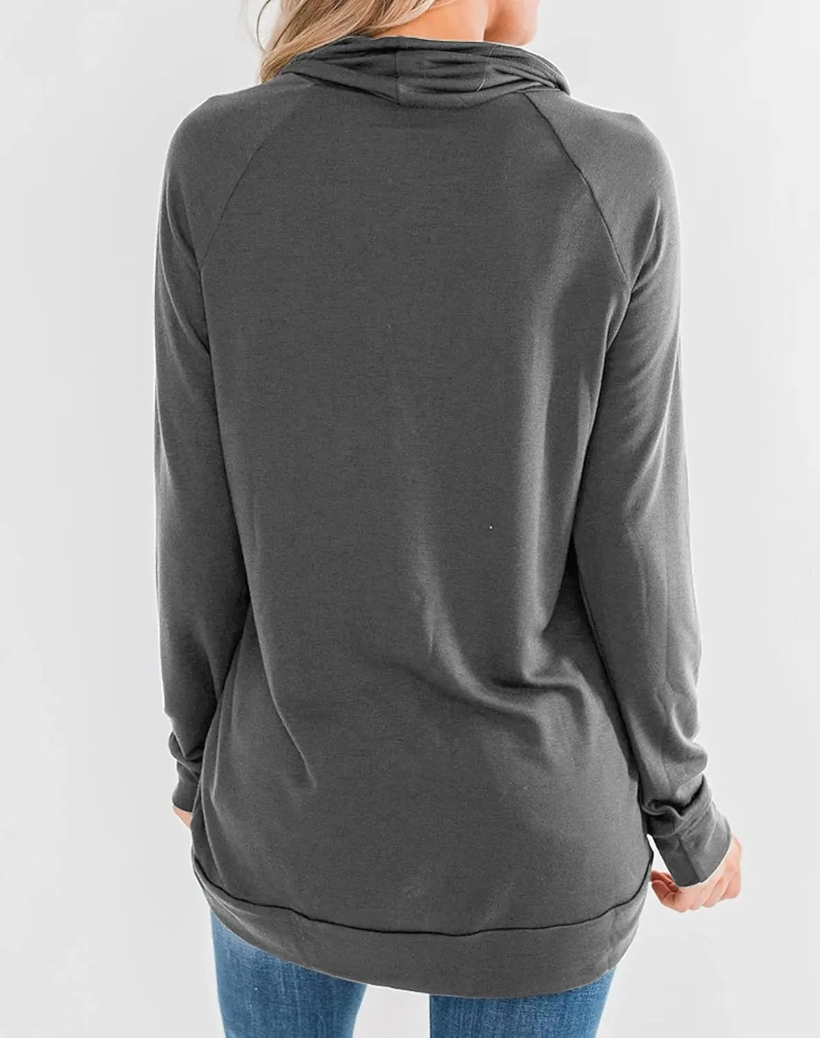 Fallorchid Womens Cowl Neck Tunic Tops Long Sleeve Pullovers Casual Drawstring Sweatshirts