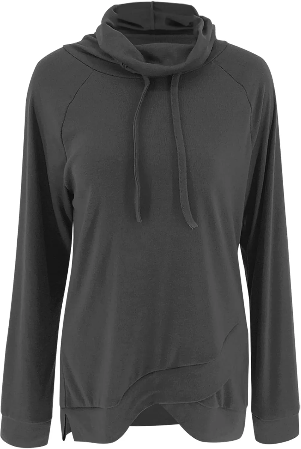 Fallorchid Womens Cowl Neck Tunic Tops Long Sleeve Pullovers Casual Drawstring Sweatshirts