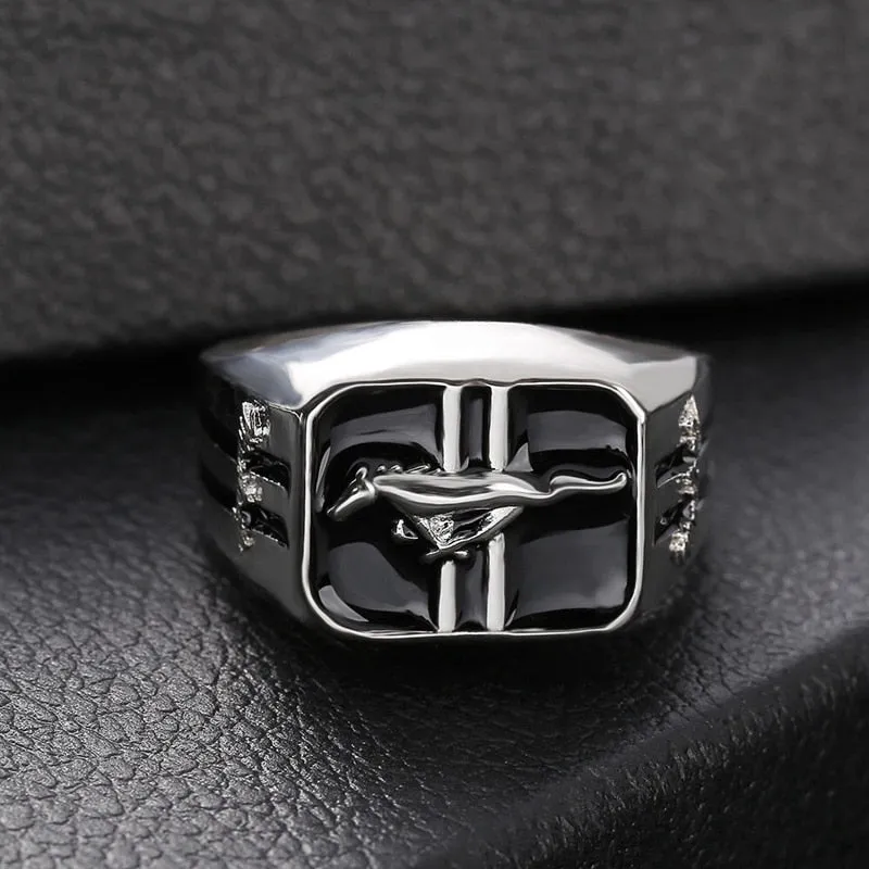 Fashion Creative Mustang Racing Men&#39;s  Ring Domineering Punk Party Jewelry Rock Friends Gift  Wholesale