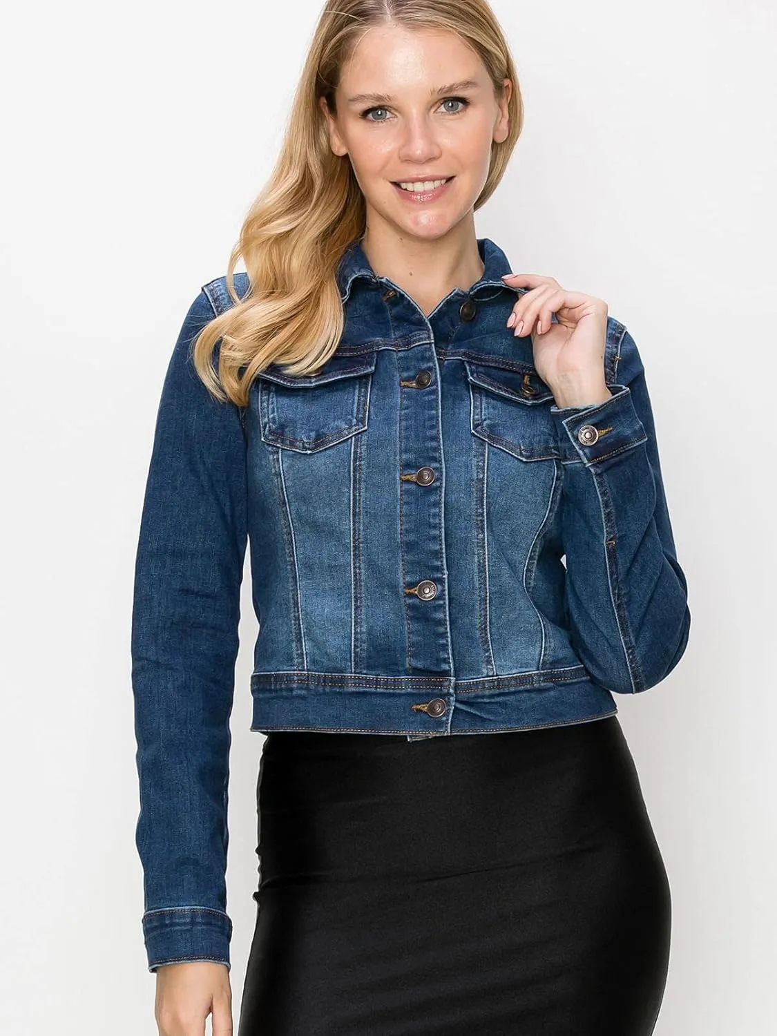 FashionMille Women Classic Casual Stretch Fit Denim Jean Jacket