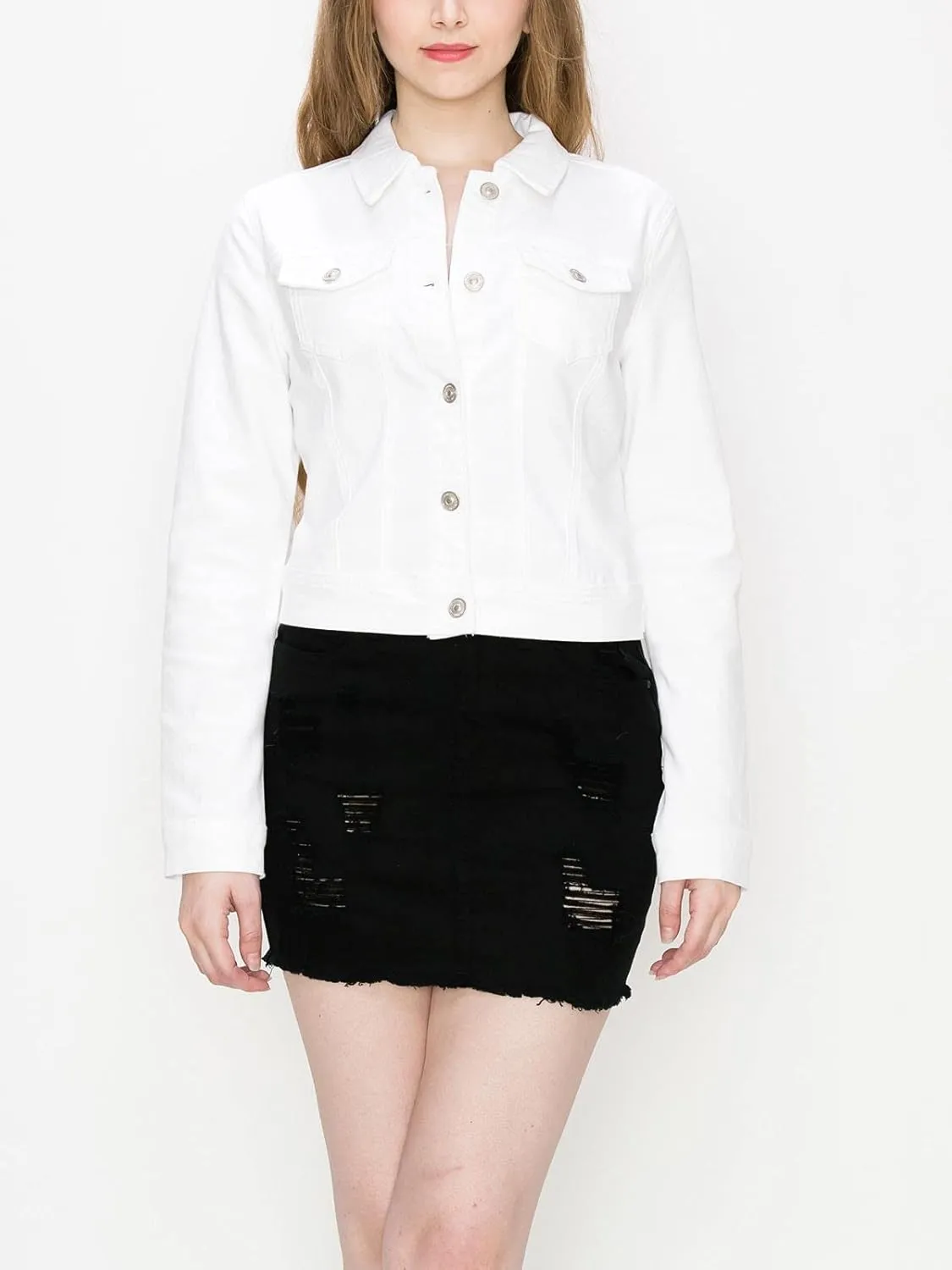 FashionMille Women Classic Casual Stretch Fit Denim Jean Jacket