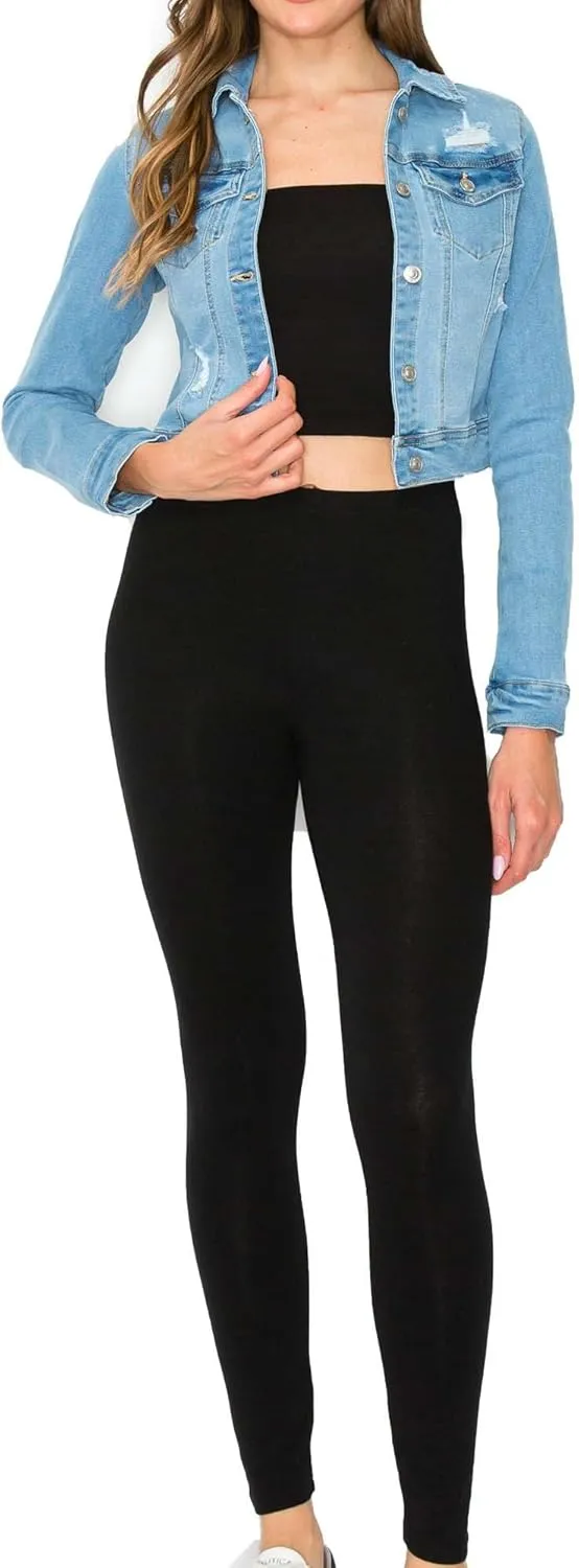 FashionMille Women Classic Casual Stretch Fit Denim Jean Jacket