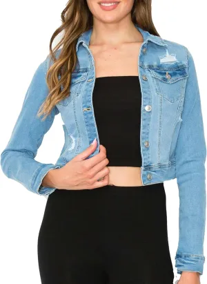 FashionMille Women Classic Casual Stretch Fit Denim Jean Jacket