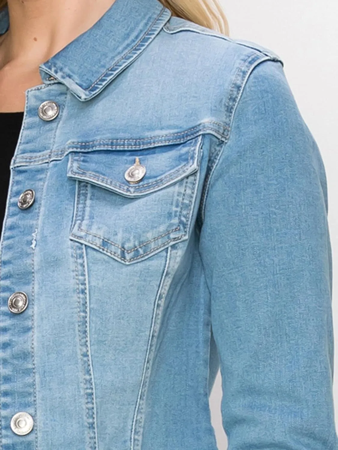 FashionMille Women Classic Casual Stretch Fit Denim Jean Jacket