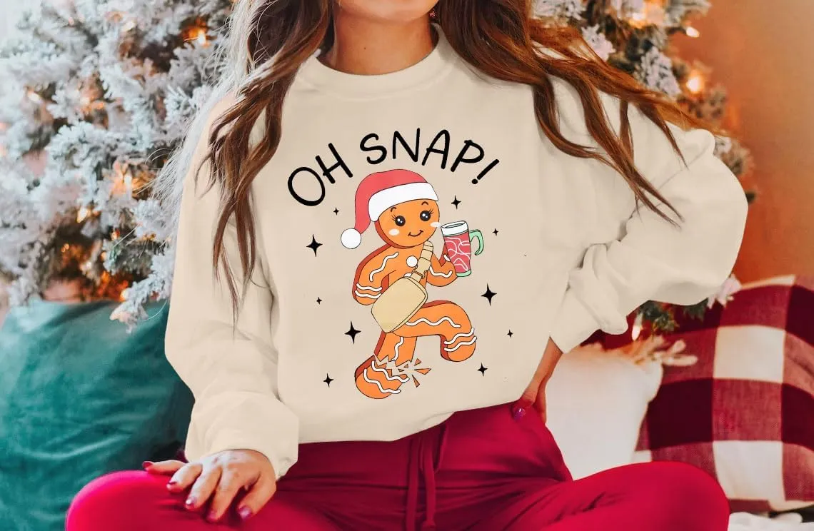 FAYALEQ Merry Christmas Sweatshirts Women: Gingerbread Graphic Shirts Funny Xmas Sweater Winter Long Sleeve Pullovers
