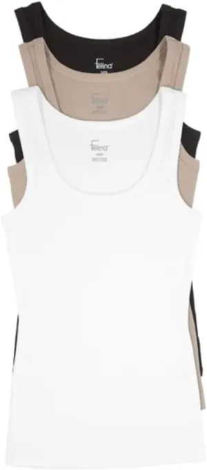 Felina Women's 3 Pack Ribbed Tank Tops