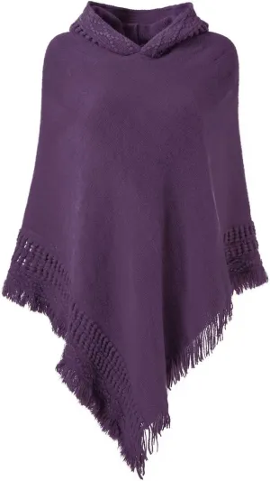 Ferand Ladies' Hooded Cape with Fringed Hem, Crochet Poncho Knitting Patterns for Women