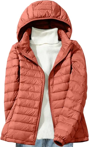 Firzero Winter Warm Women Down Jackets Plus Size Lightweight Packable Puffer Coats Trendy Hooded Coat Outwear Windbreaker