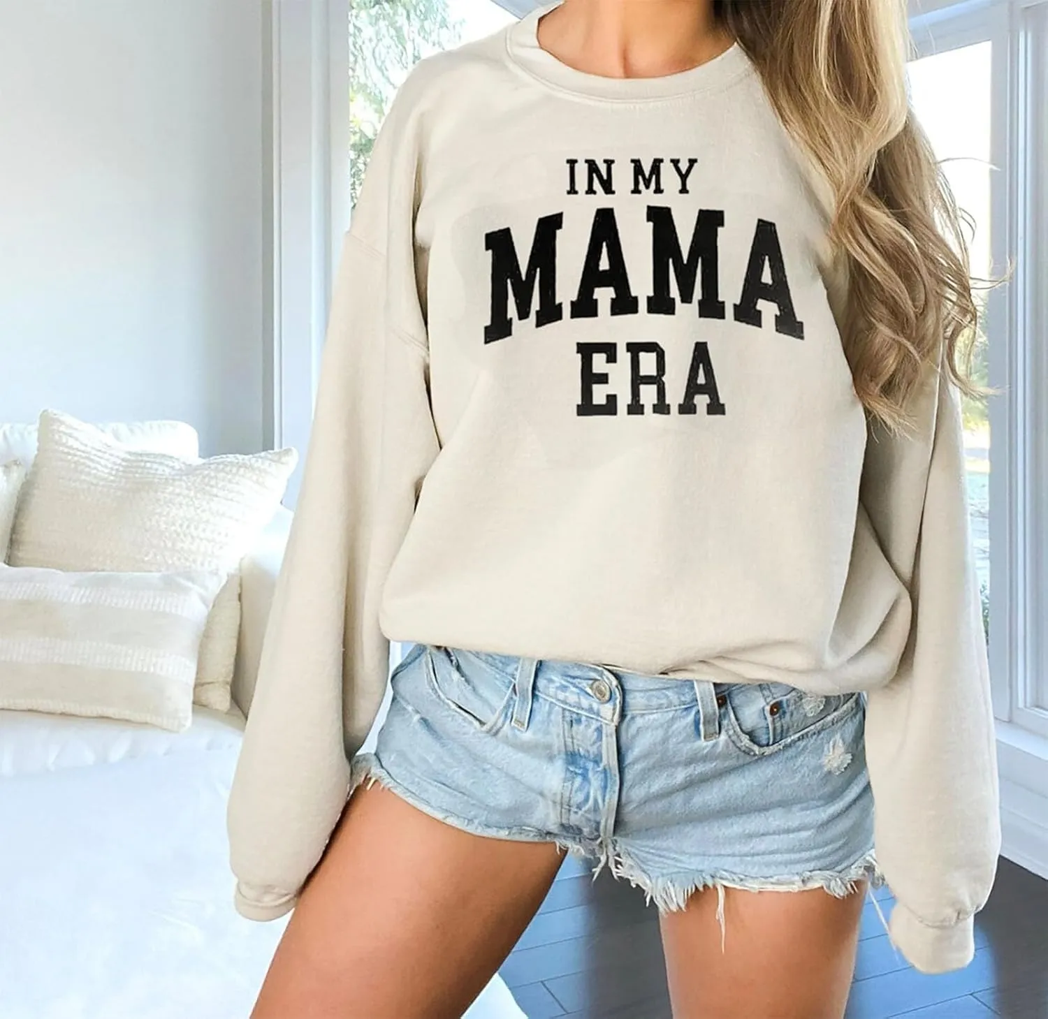 FISCRAT Oversized Mama Sweatshirt Women Casual Mom Life Long Sleeve Pullovers Tops