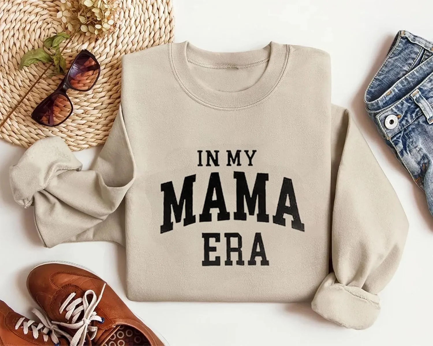 FISCRAT Oversized Mama Sweatshirt Women Casual Mom Life Long Sleeve Pullovers Tops