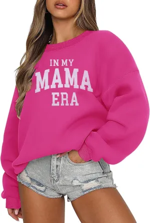 FISCRAT Oversized Mama Sweatshirt Women Casual Mom Life Long Sleeve Pullovers Tops