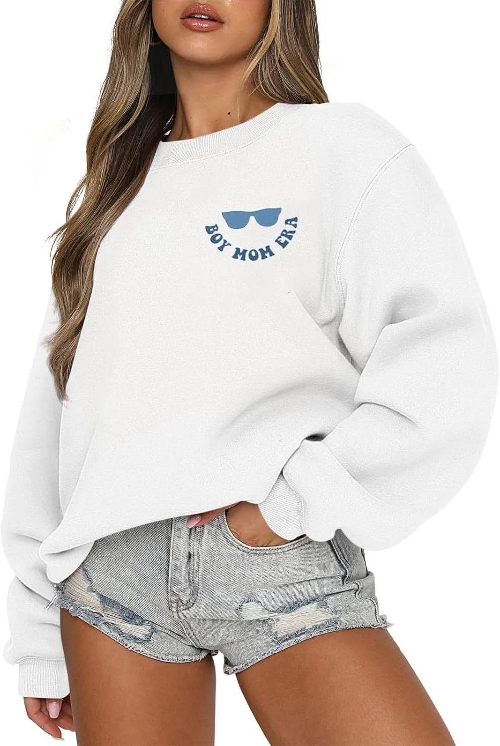 FISCRAT Oversized Mama Sweatshirt Women Casual Mom Life Long Sleeve Pullovers Tops