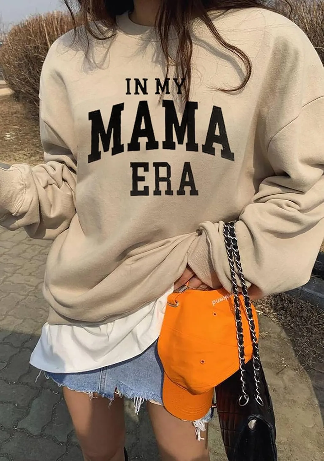 FISCRAT Oversized Mama Sweatshirt Women Casual Mom Life Long Sleeve Pullovers Tops