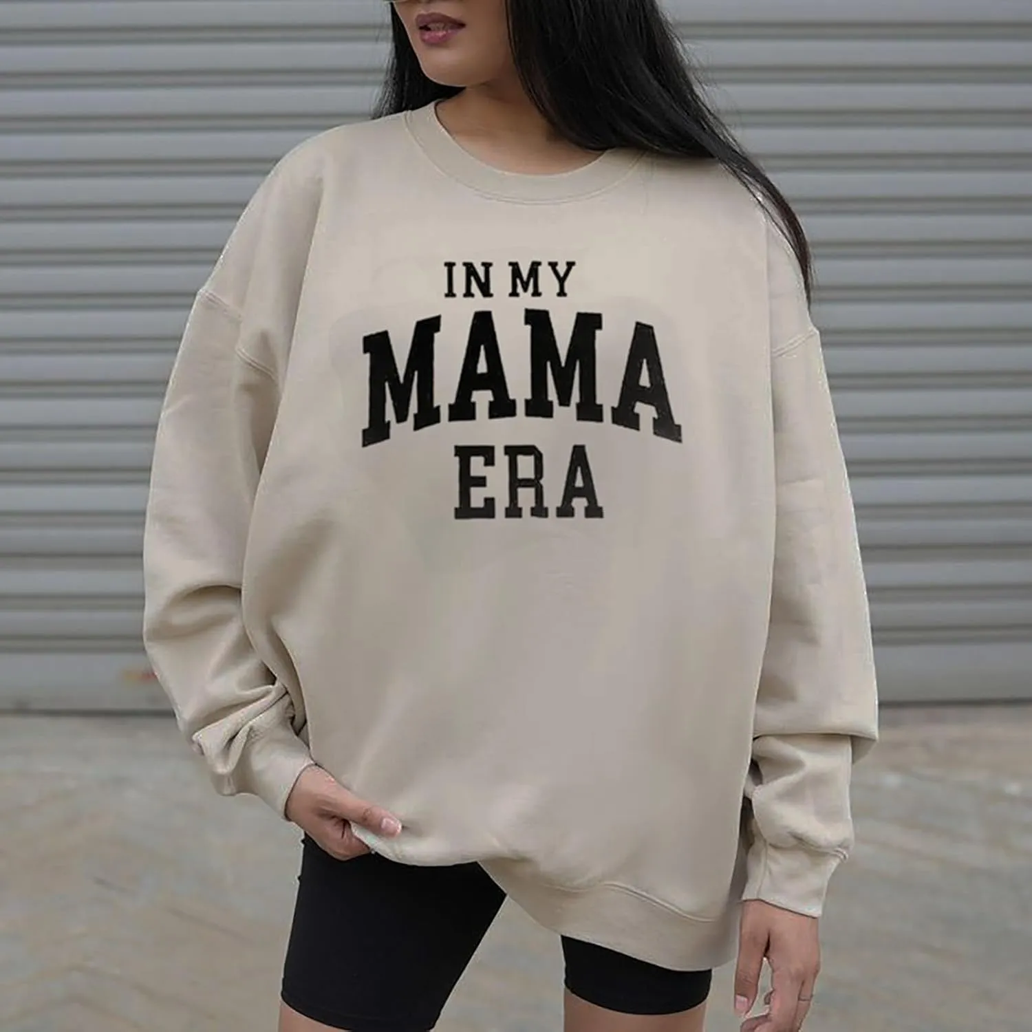 FISCRAT Oversized Mama Sweatshirt Women Casual Mom Life Long Sleeve Pullovers Tops