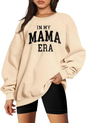 FISCRAT Oversized Mama Sweatshirt Women Casual Mom Life Long Sleeve Pullovers Tops