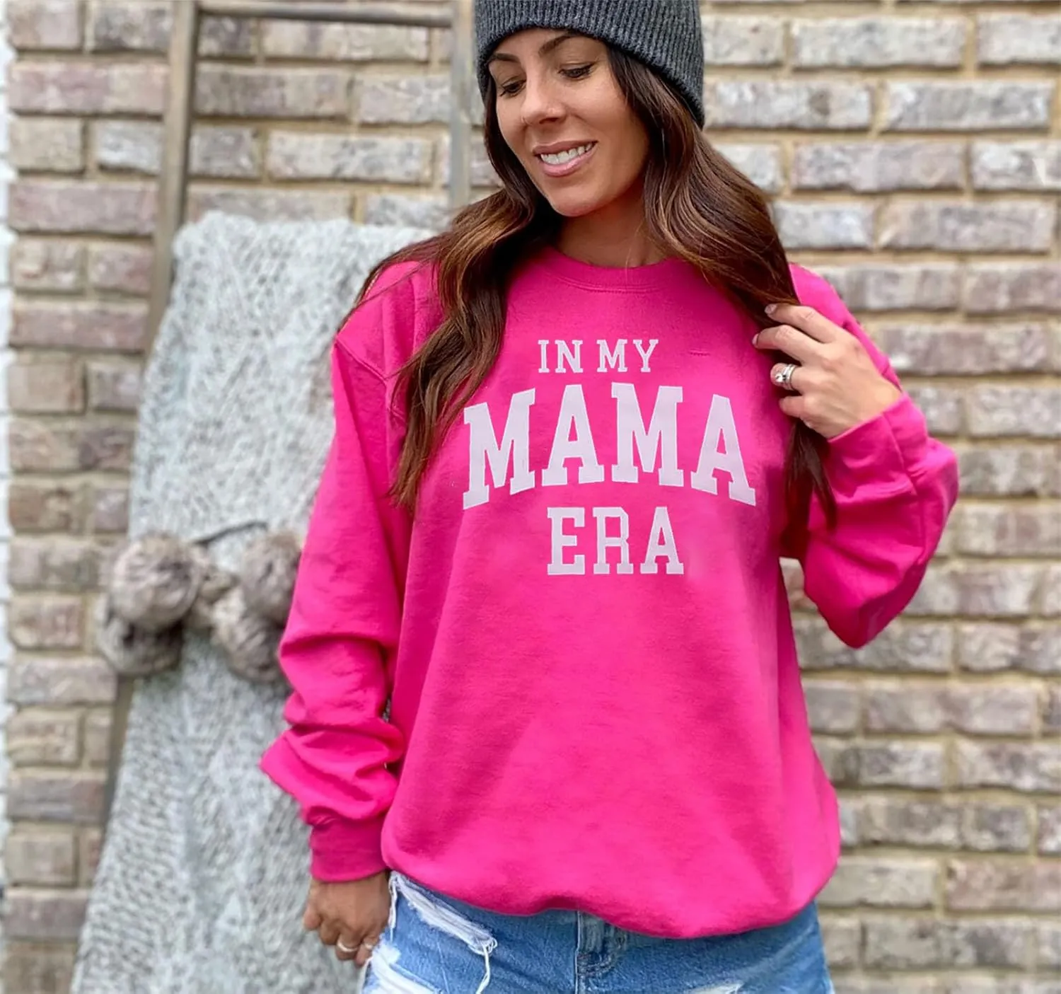 FISCRAT Oversized Mama Sweatshirt Women Casual Mom Life Long Sleeve Pullovers Tops