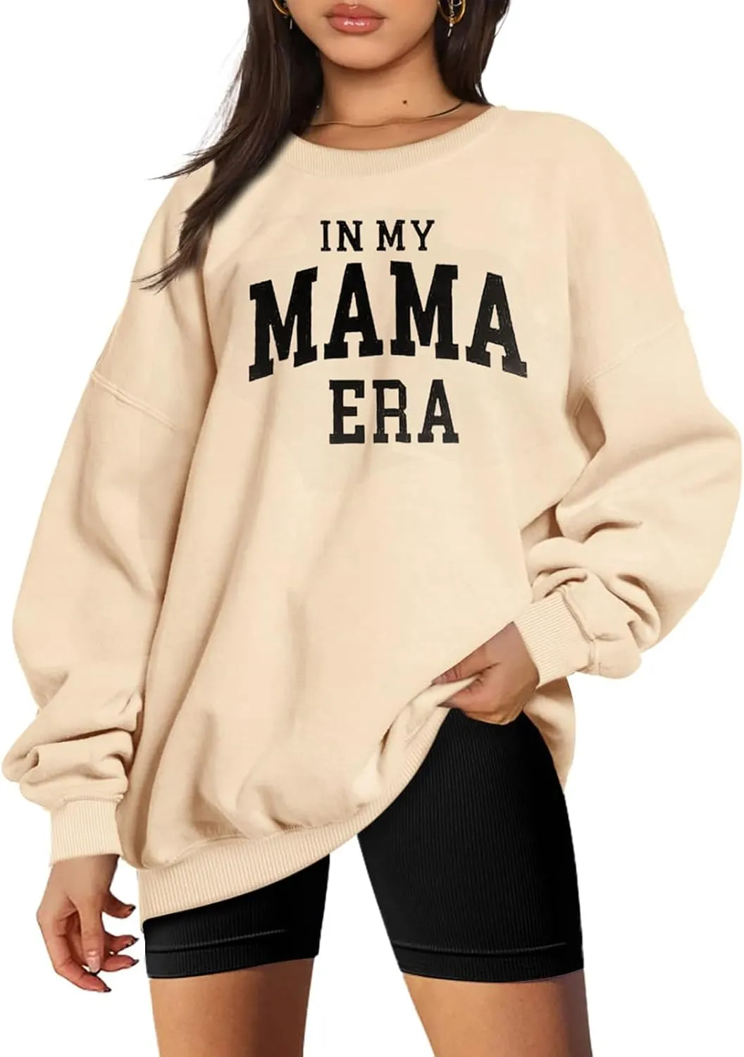 FISCRAT Oversized Mama Sweatshirt Women Casual Mom Life Long Sleeve Pullovers Tops