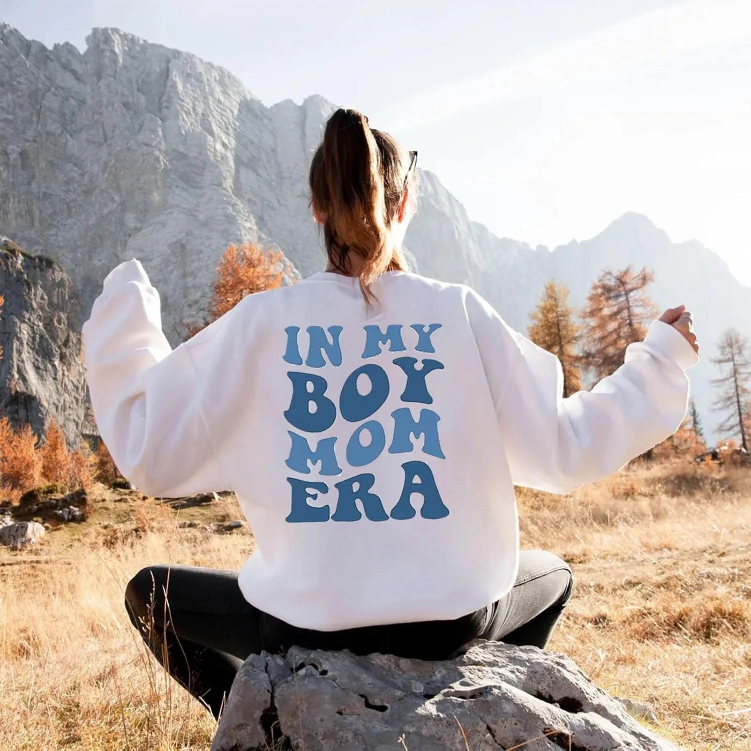 FISCRAT Oversized Mama Sweatshirt Women Casual Mom Life Long Sleeve Pullovers Tops