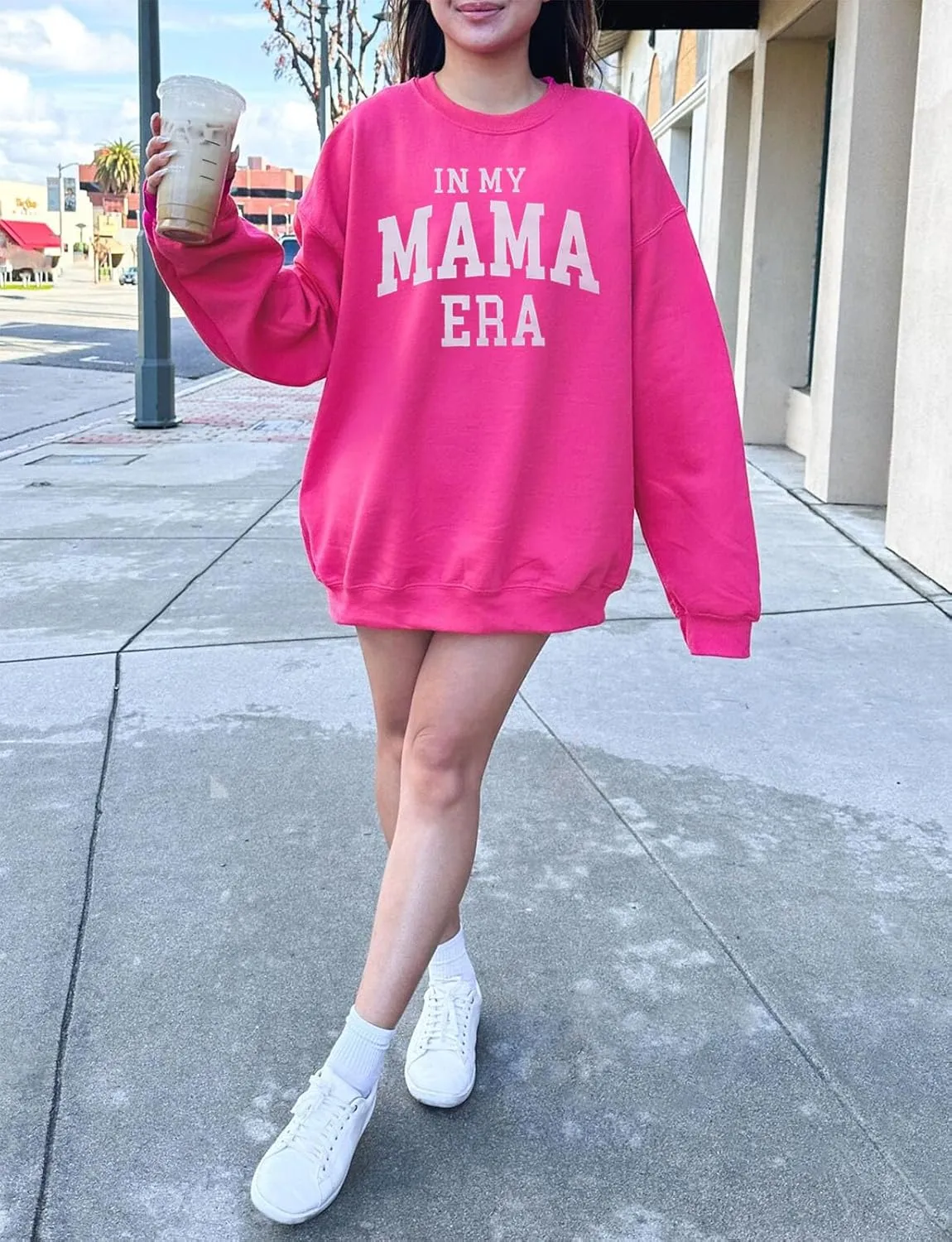 FISCRAT Oversized Mama Sweatshirt Women Casual Mom Life Long Sleeve Pullovers Tops
