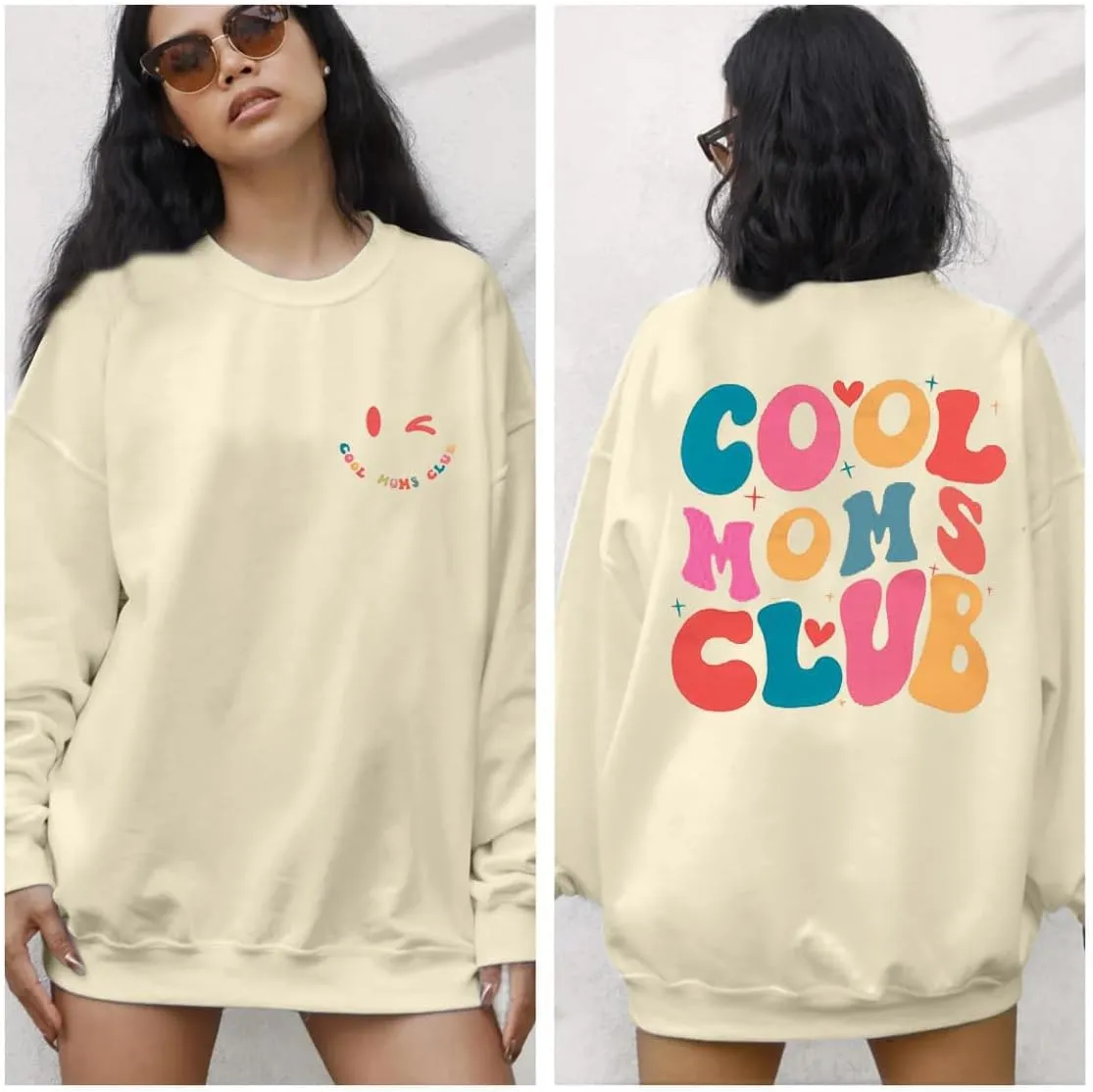 FISCRAT Oversized Mama Sweatshirt Women Casual Mom Life Long Sleeve Pullovers Tops