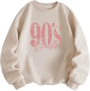 Floerns Women's Graphic Print Thermal Lined Long Sleeve Crew Neck Sweatshirt