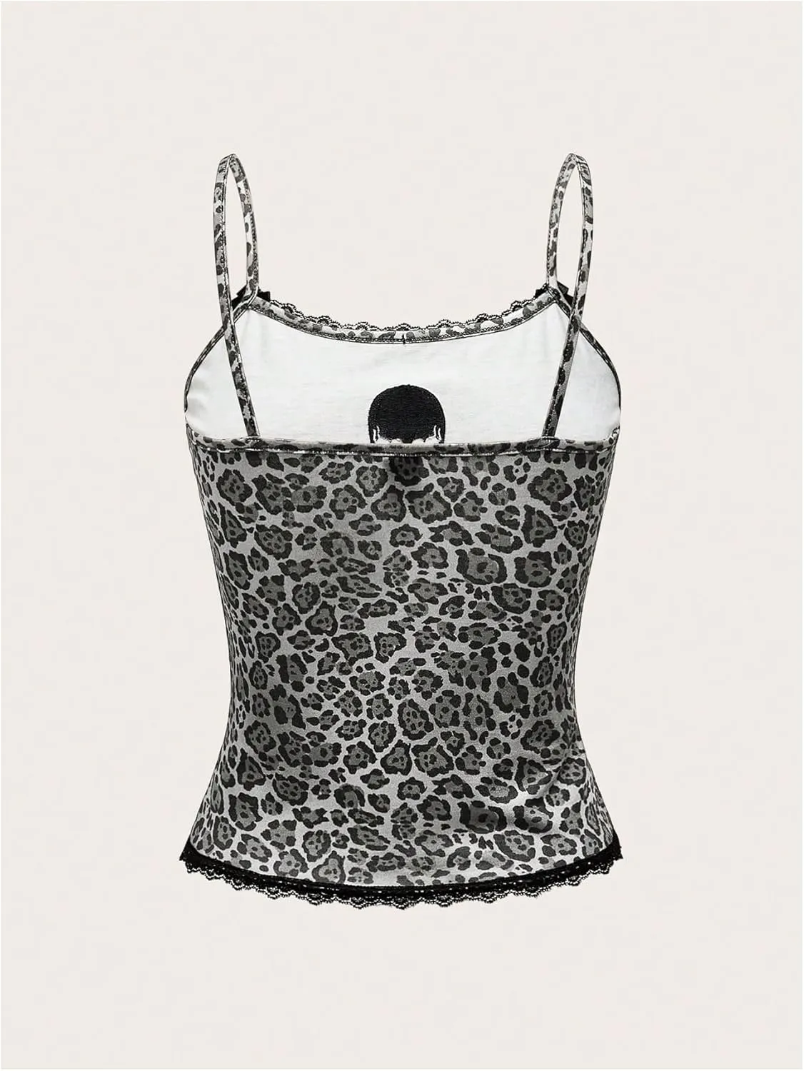 Floerns Women's Sleeveless Cat Embroidery Striped Scoop Neck Contrast Lace Cami Tops