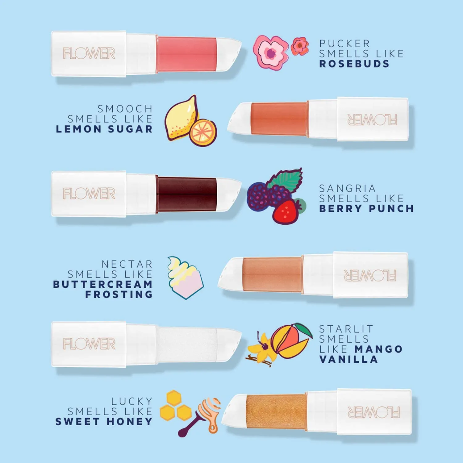 FLOWER BEAUTY Petal Pout Lip Mask | Hydrating Tinted Balm with Mango & Cocoa Butter | Vegan, Cruelty-Free Scented Lips Color | Pucker - Rose Buds