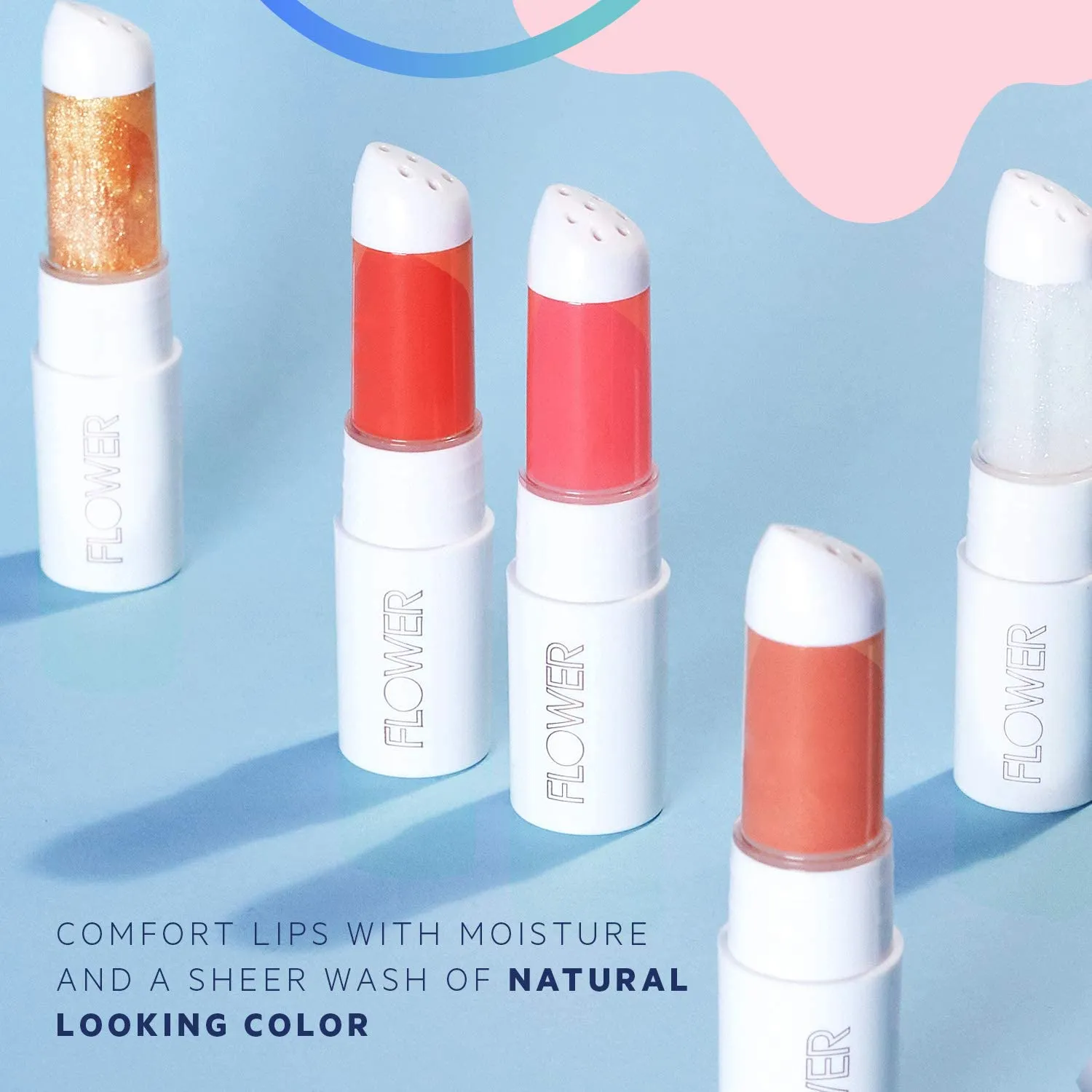 FLOWER BEAUTY Petal Pout Lip Mask | Hydrating Tinted Balm with Mango & Cocoa Butter | Vegan, Cruelty-Free Scented Lips Color | Pucker - Rose Buds