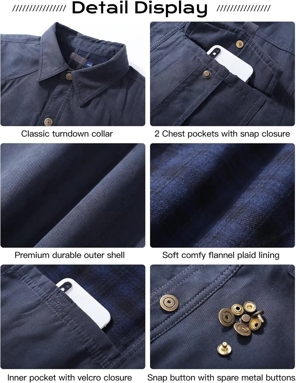 Flygo Mens Flannel Lined Shirt Jacket Vintage Snap Button Western Jacket Rugged Outdoor Cowboy Shirts Jackets