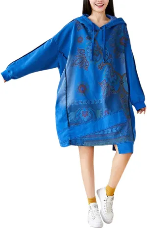 Flygo Women's Ethnic Boho Printed Oversized Baggy Long Hoodies Pullovers Sweatshirt