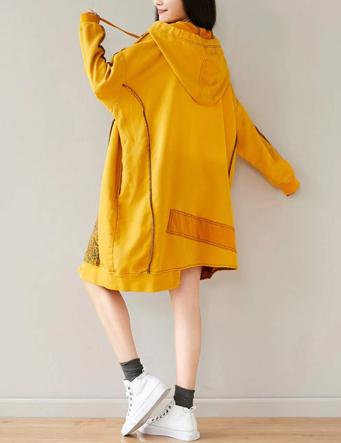 Flygo Women's Ethnic Boho Printed Oversized Baggy Long Hoodies Pullovers Sweatshirt