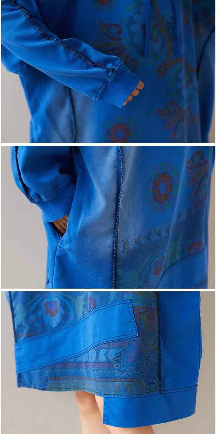 Flygo Women's Ethnic Boho Printed Oversized Baggy Long Hoodies Pullovers Sweatshirt