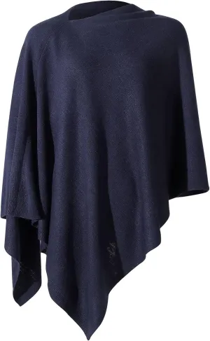 Fomolom Women Ponchos Sweater Versatile Lightweight Solid Knitted Shawl Wrap Scarf Cape Accessories for Womens