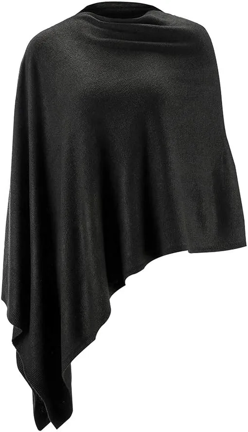 Fomolom Women Ponchos Sweater Versatile Lightweight Solid Knitted Shawl Wrap Scarf Cape Accessories for Womens